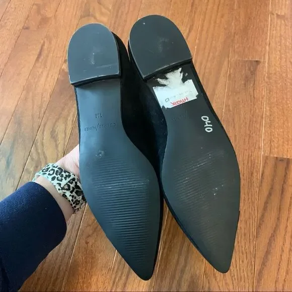 New DONALD PLINER Black Palma Flats Leather 7